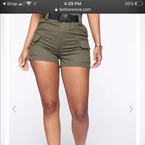NWOT FASHION NOVA olive cargo shorts